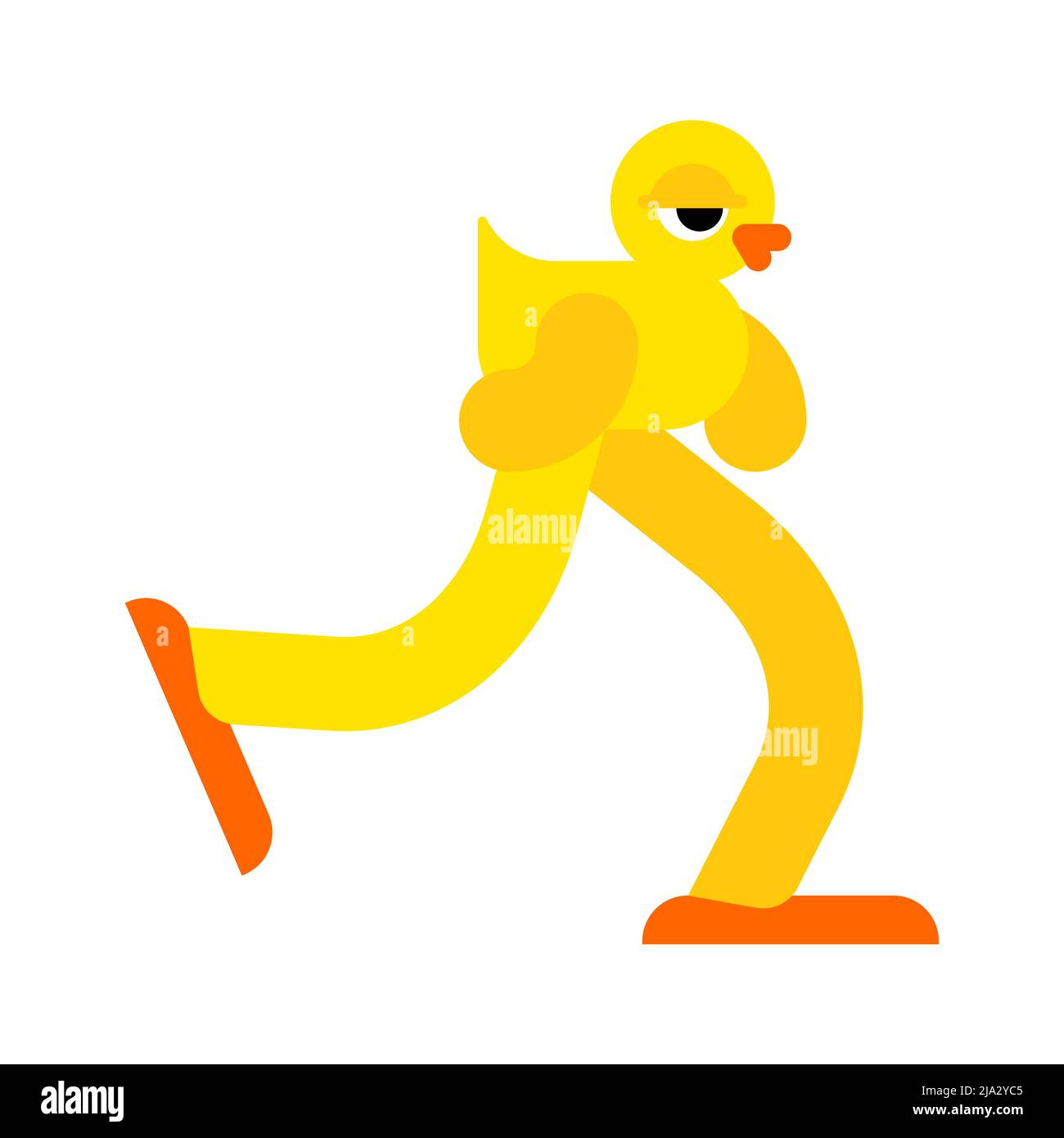Rubber duck runs on long legs. Vector illustration Stock Vector Image