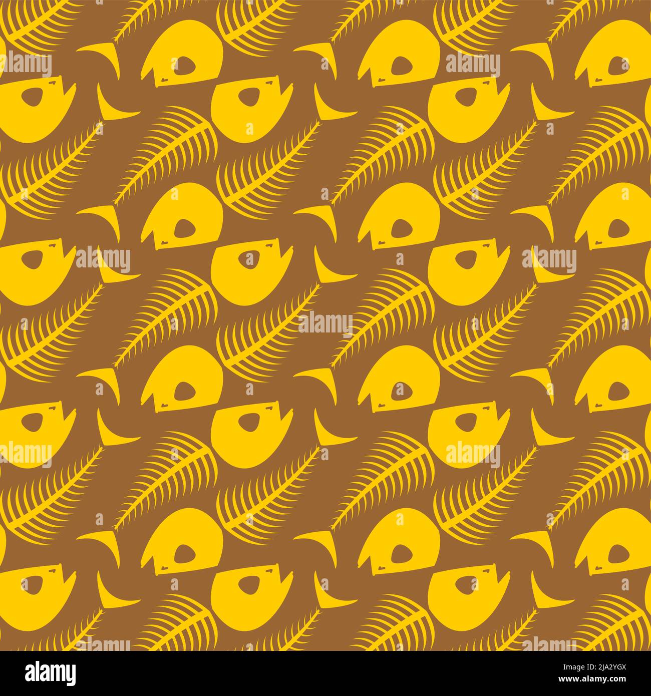 Fish skeleton pattern seamless. Fish skull background. Vector texture Stock Vector