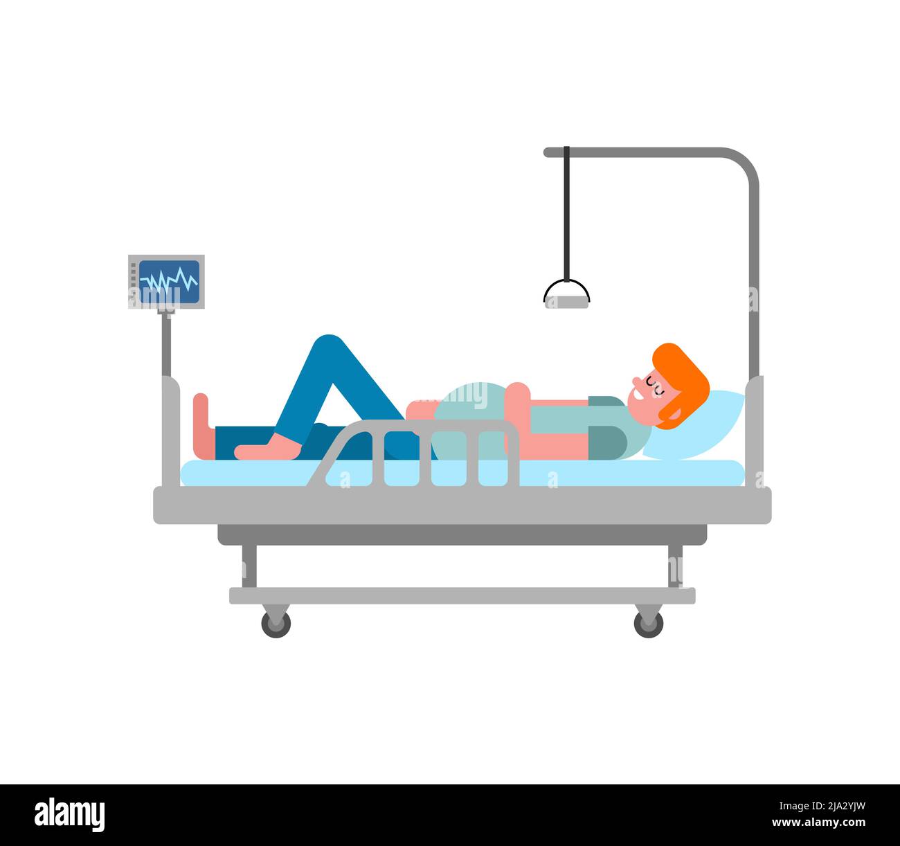 Patient on hospital bed isolated. Vector illustration Stock Vector