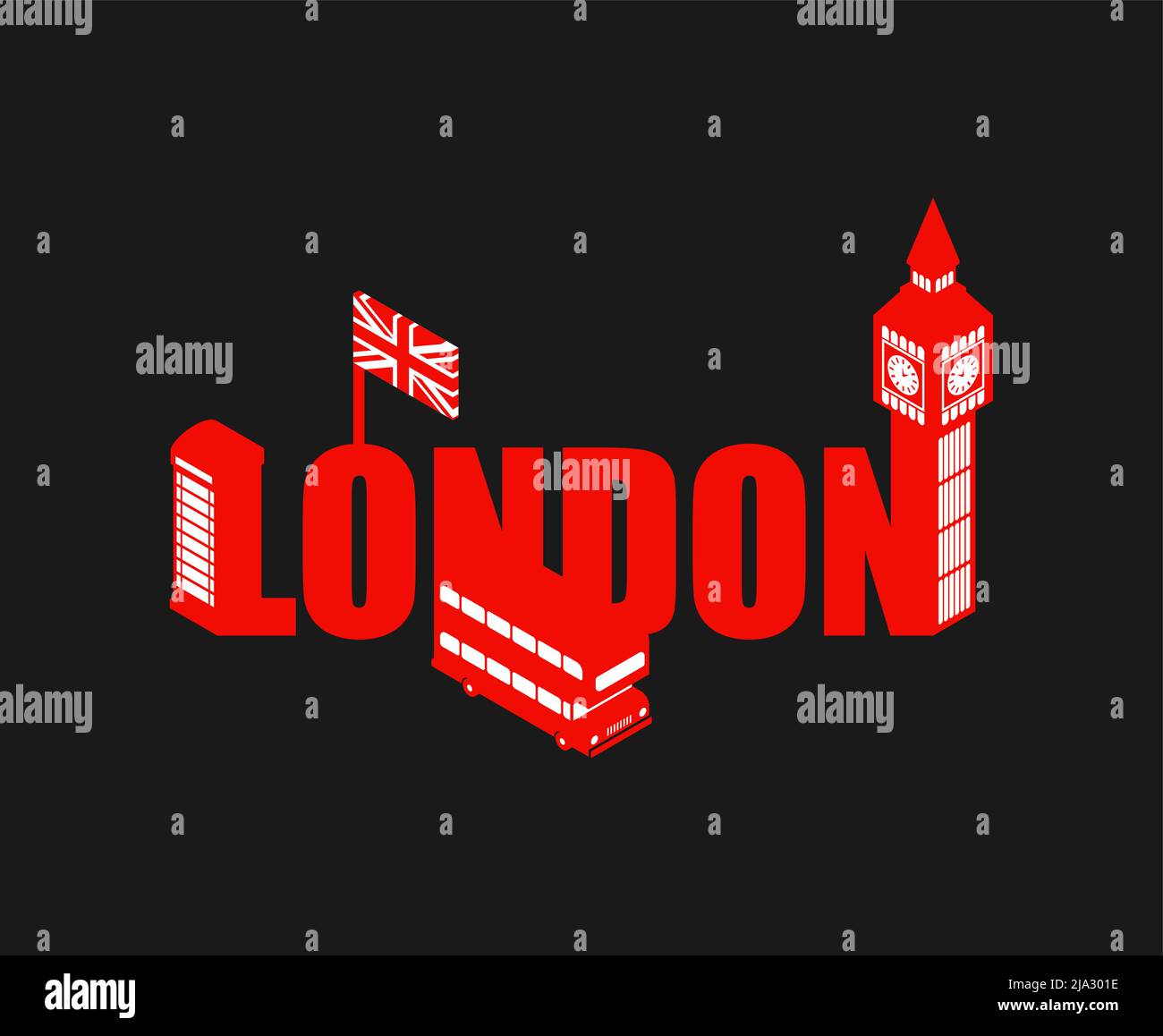 London Lettering Sign Object Letters Typography Landmark Of London Red Doubledecker And Phone