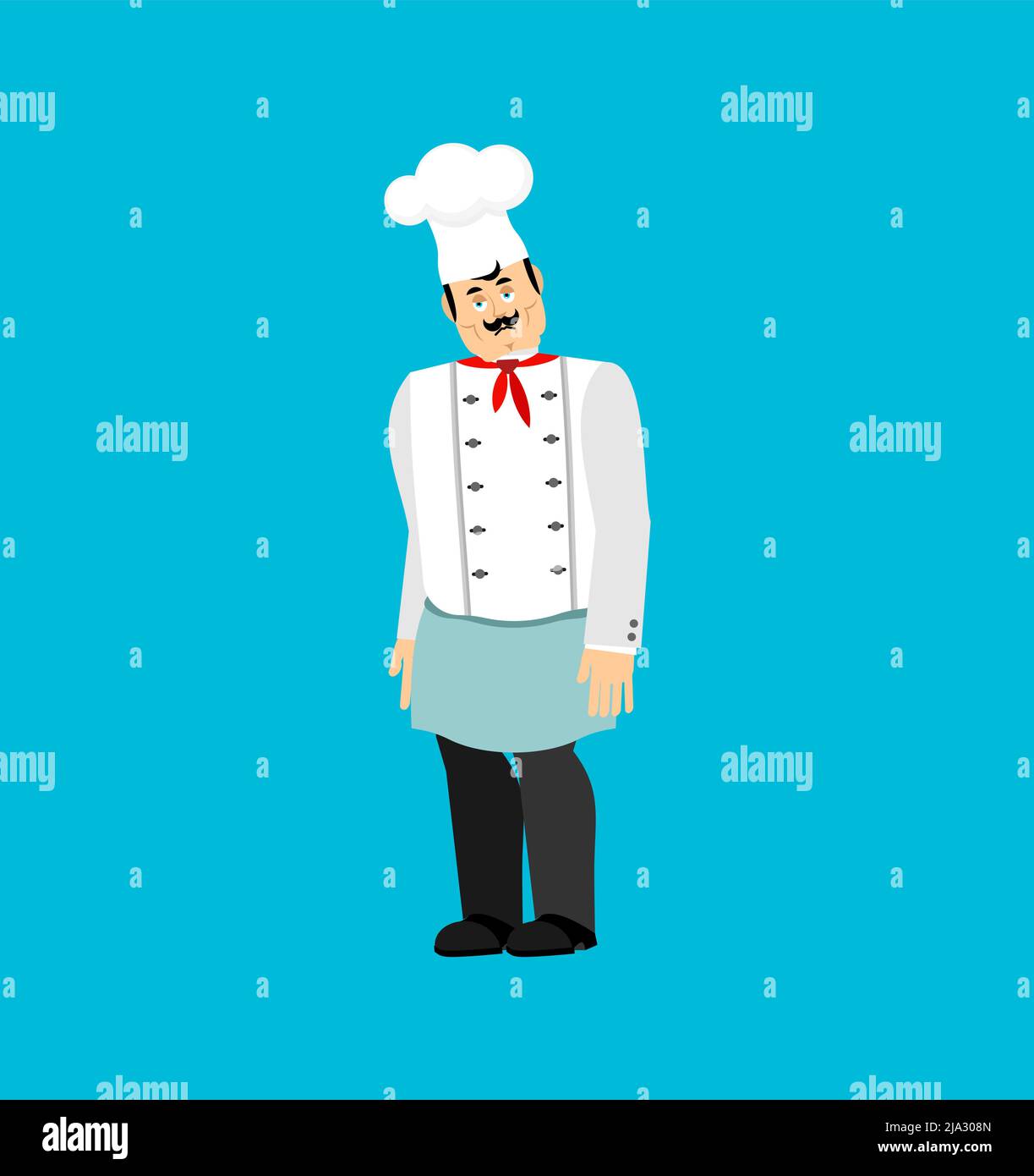 Chef sad. Cook sorrowful. kitchener Vector illustration Stock Vector