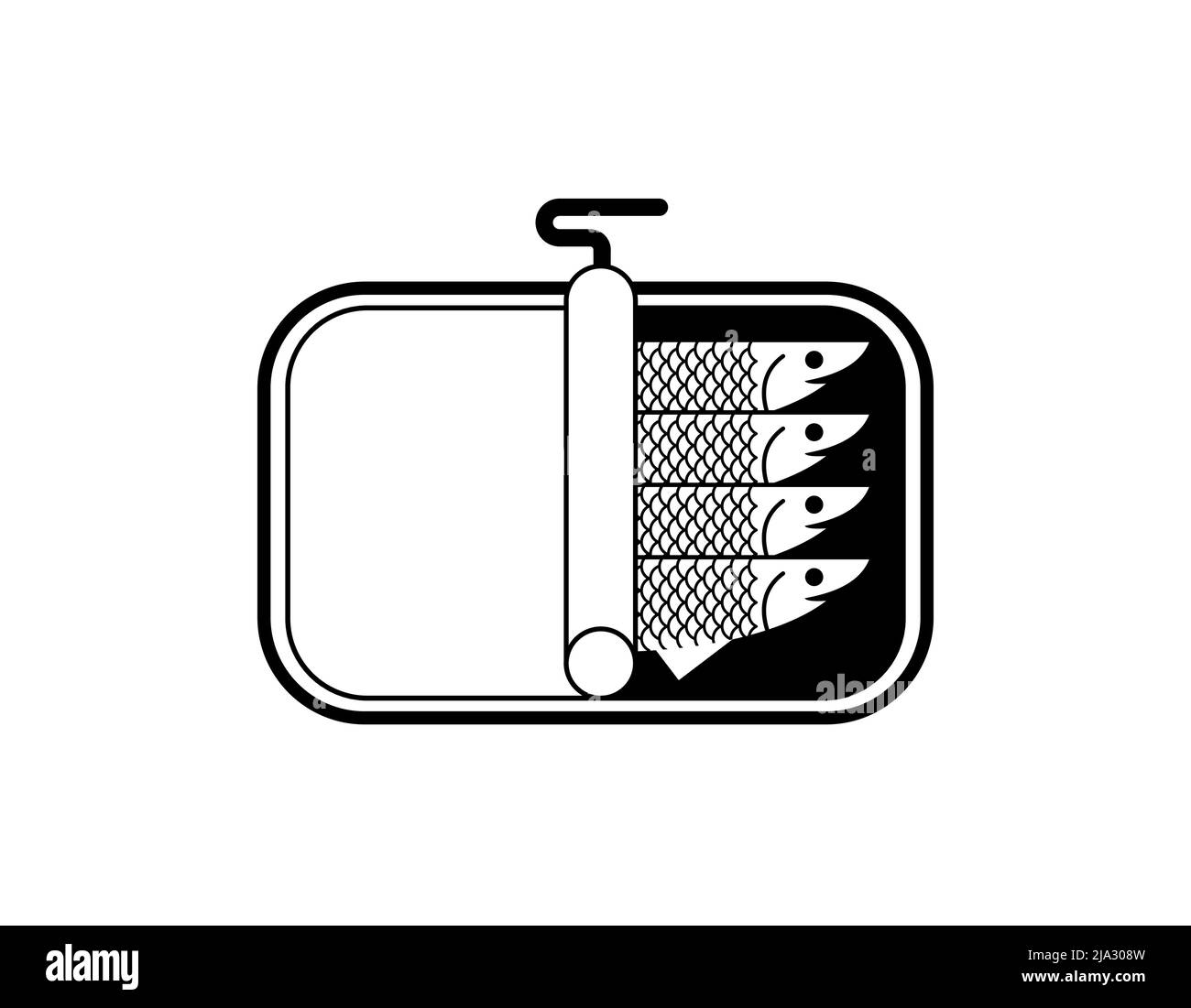 Canned anchovy. canned goods anchovies. Vector illustration Stock