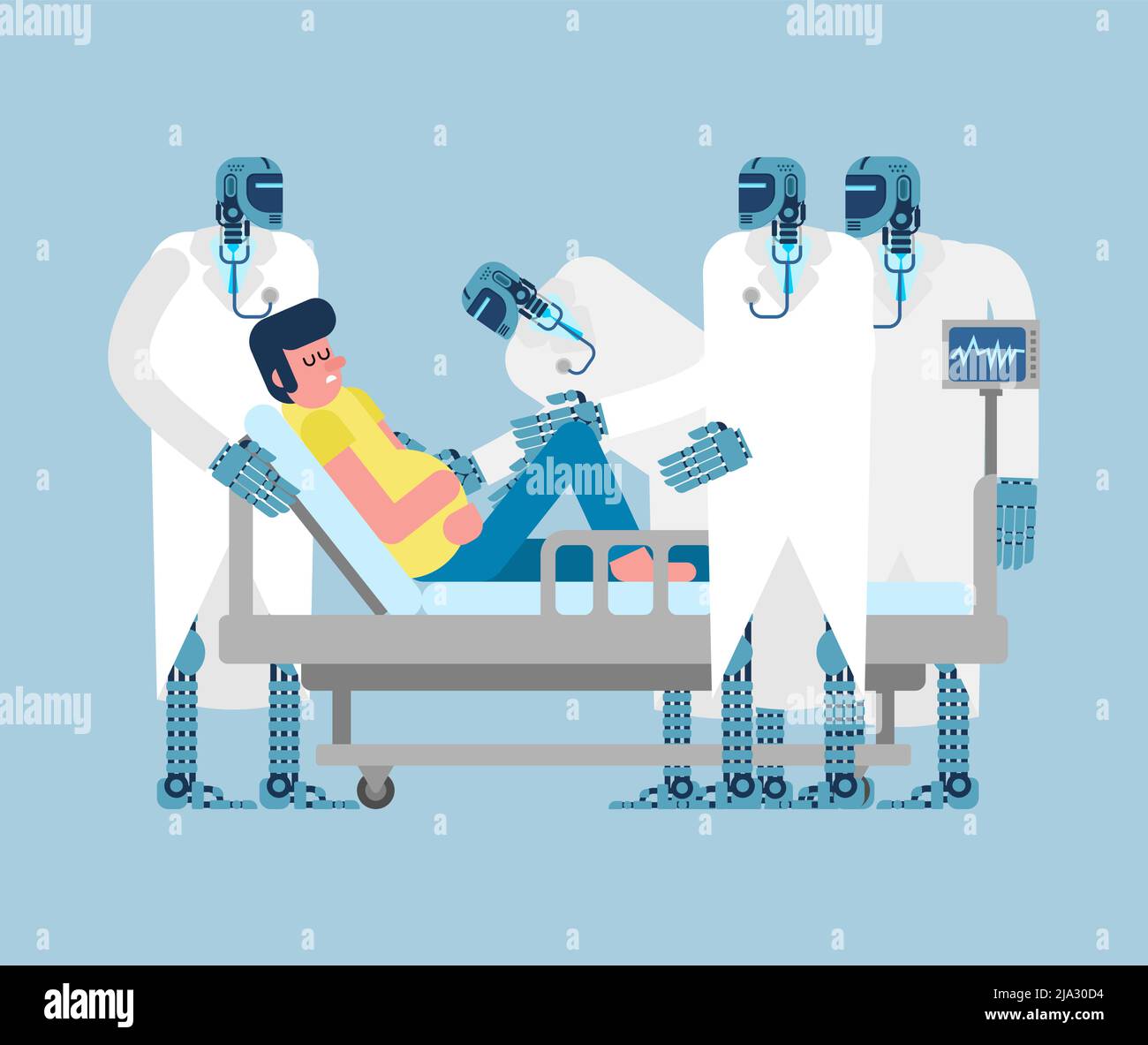 Robot doctor and patient. Doctor cyborg treats the patient. Medical ...