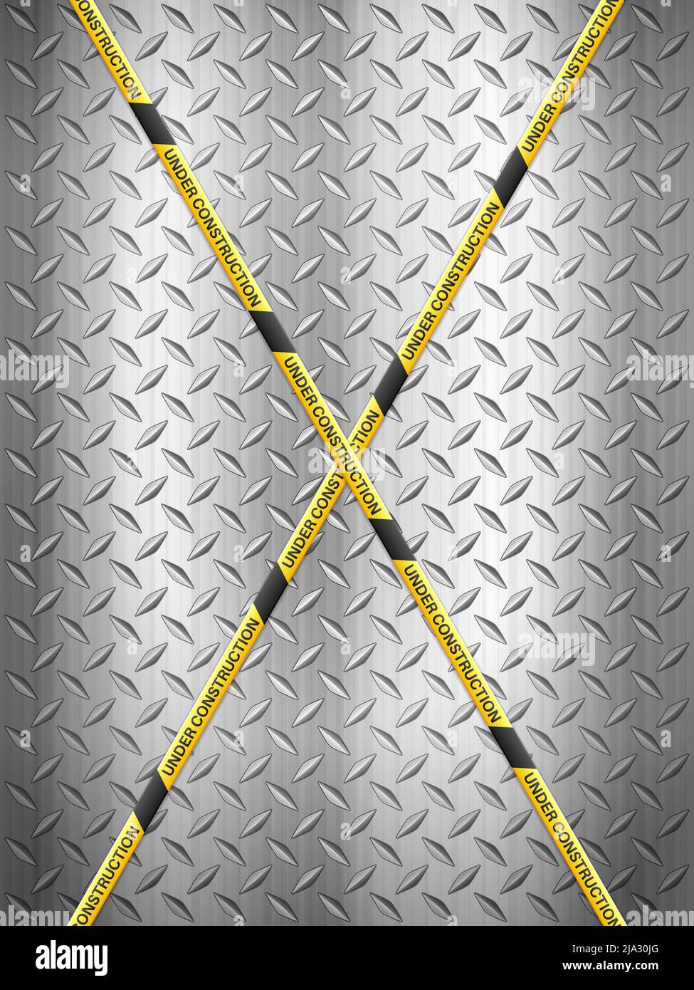 Under construction tape on metal background. Vector illustration Stock ...
