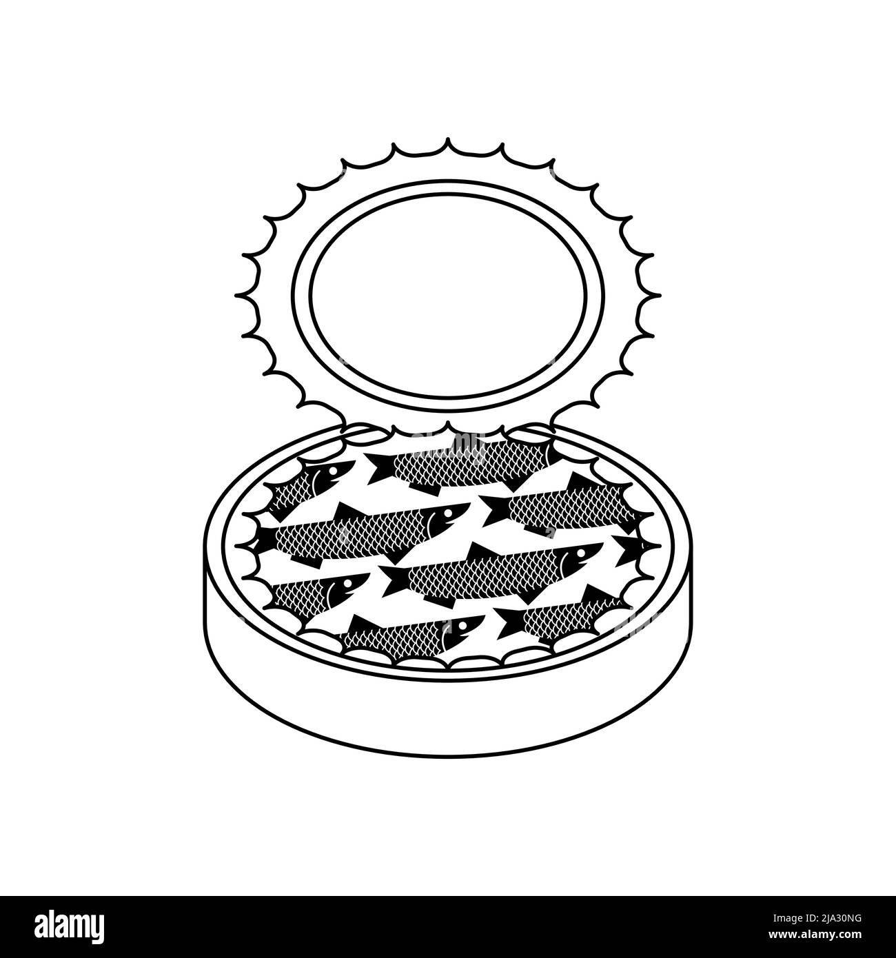 Canned anchovy. canned goods anchovies. Vector illustration Stock Vector