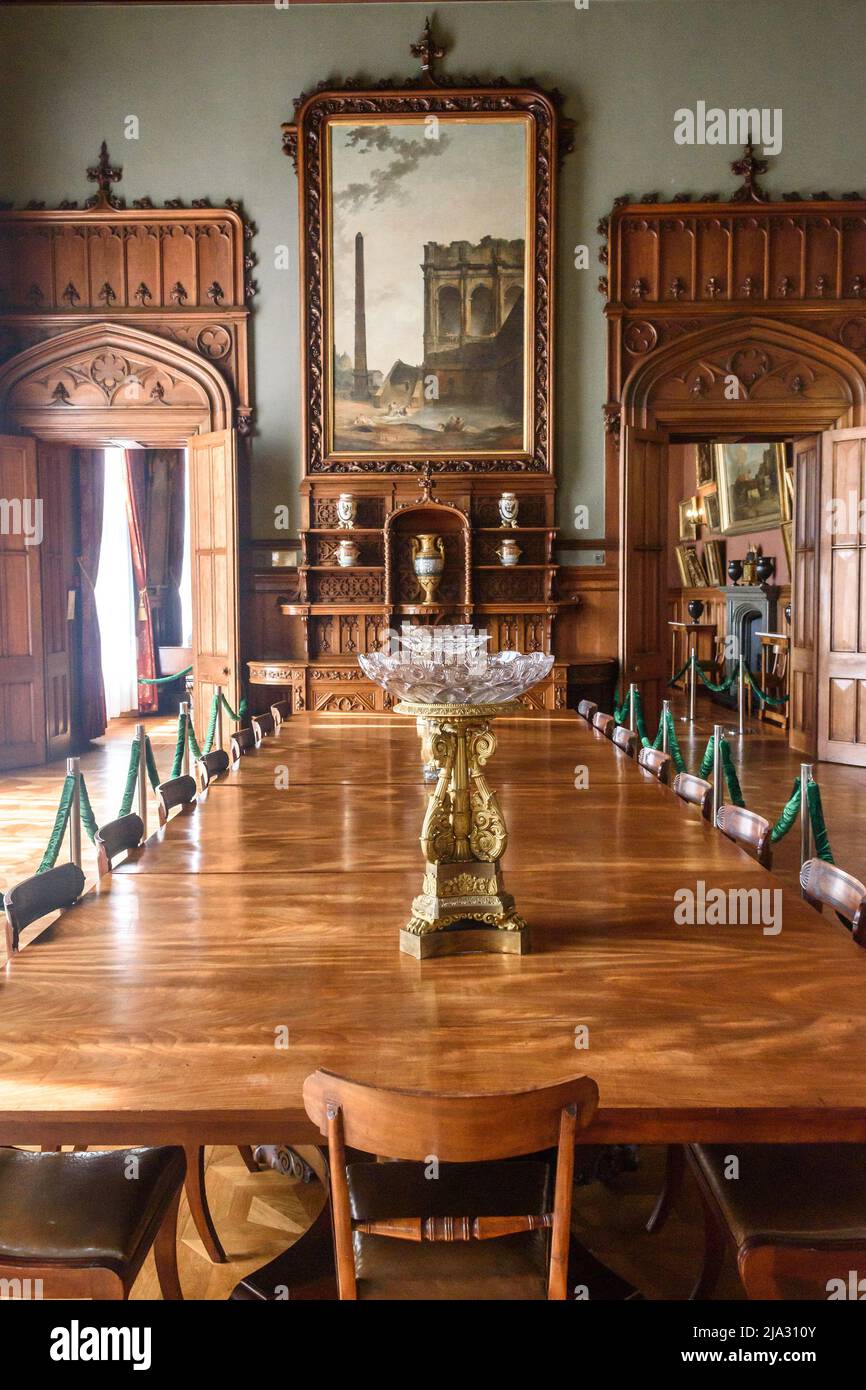Alupka, Crimea - March 19, 2021: Dining Room in Vorontsov Palace Stock Photo