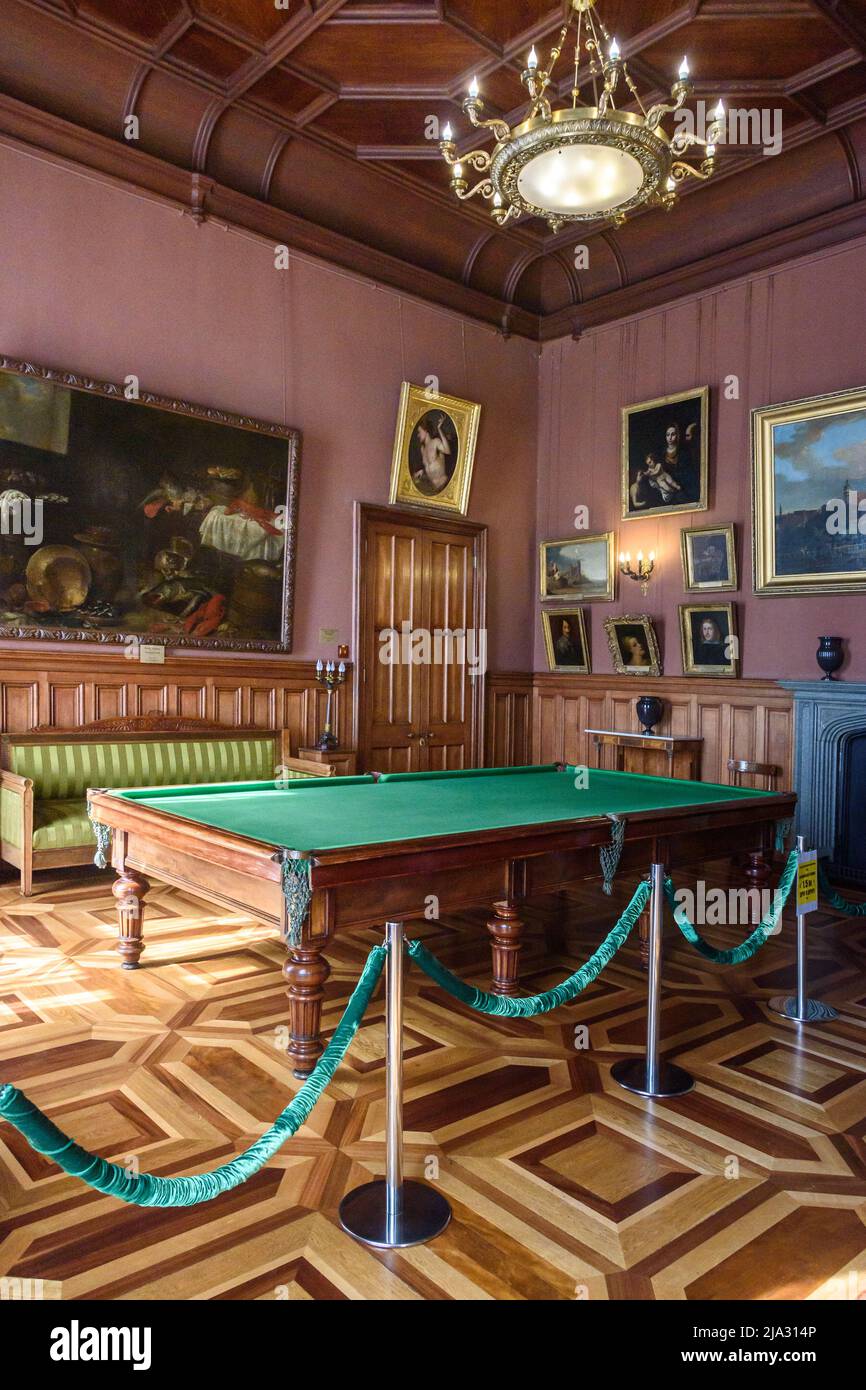 Alupka, Crimea - March 19, 2021: Billiard Room in Vorontsov Palace Stock Photo
