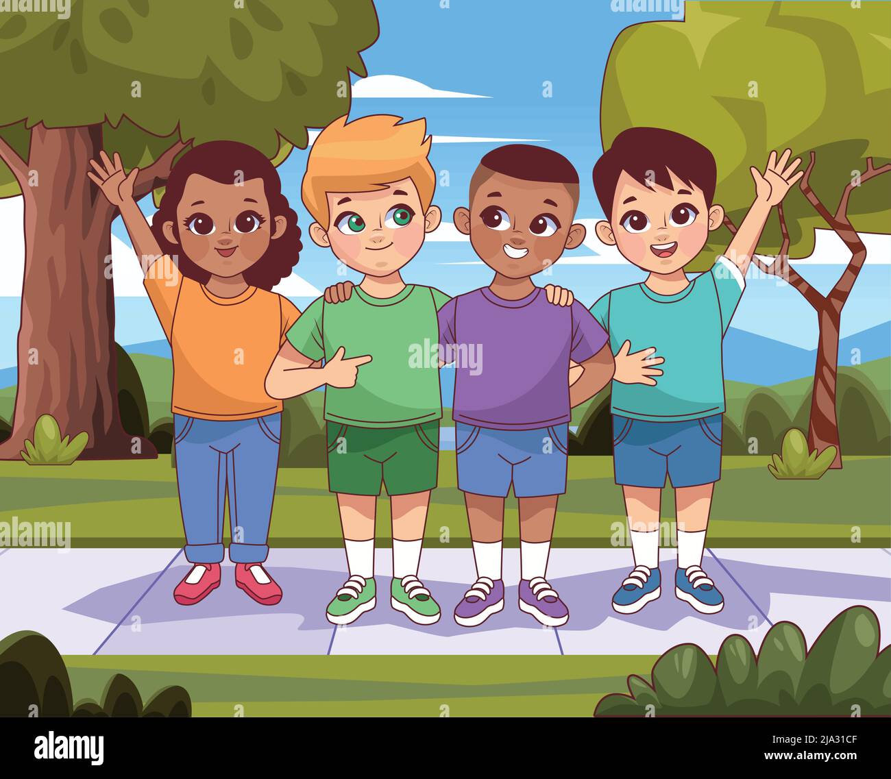 four little kids on the park Stock Vector Image & Art - Alamy