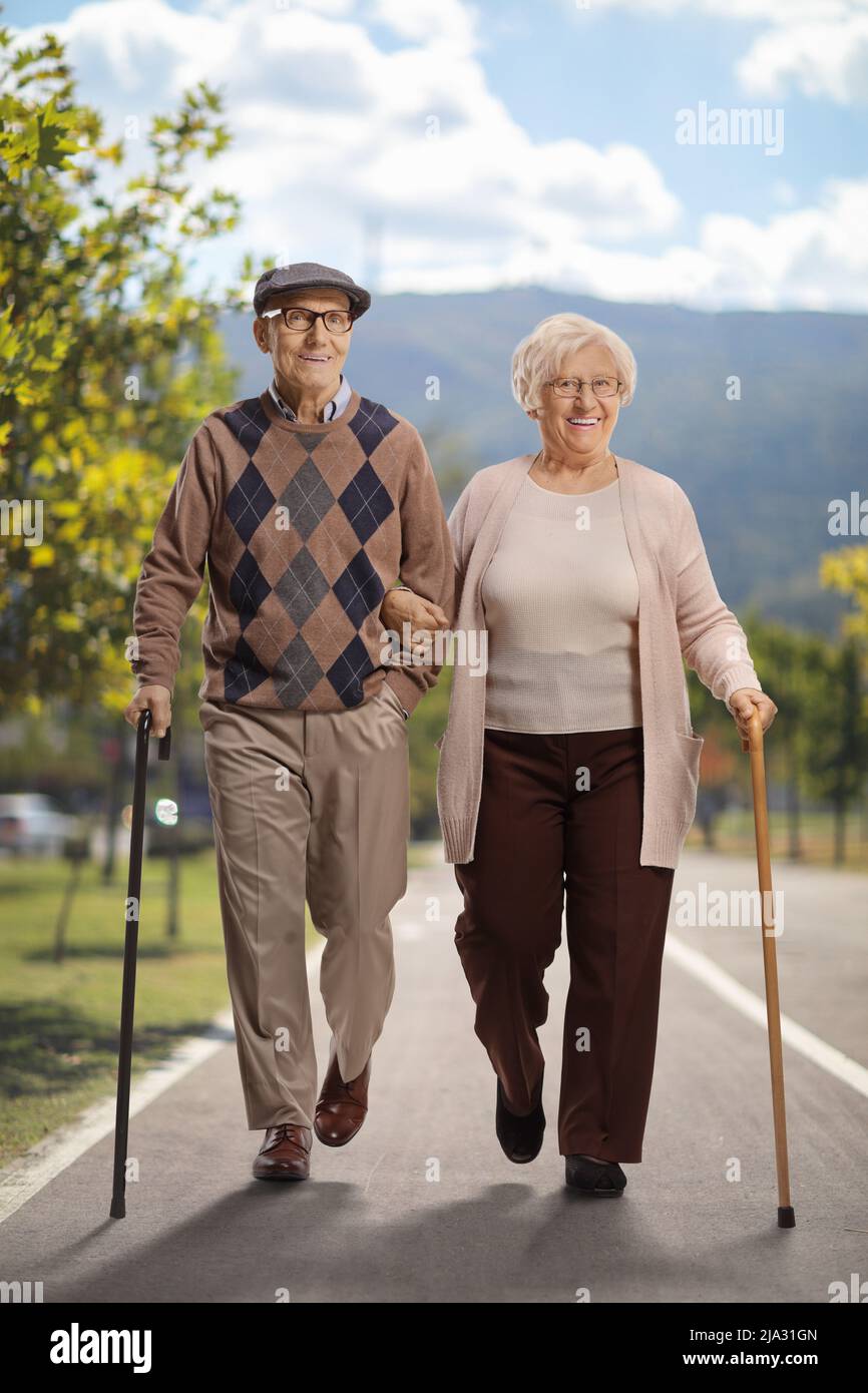 Elderly couple with canes hi-res stock photography and images - Alamy