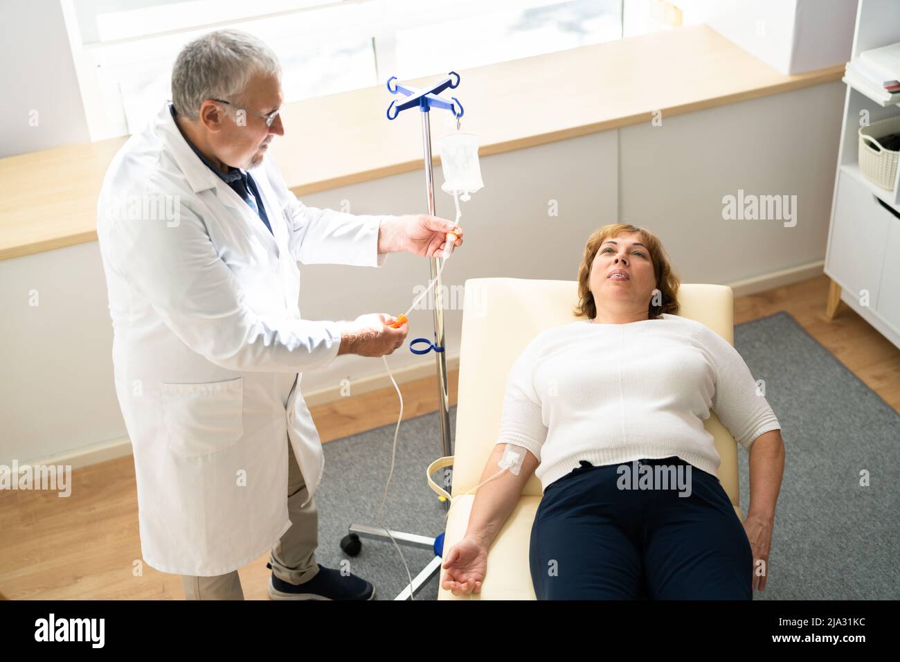 Vitamin Therapy IV Drip Infusion In Women Blood Stock Photo Alamy