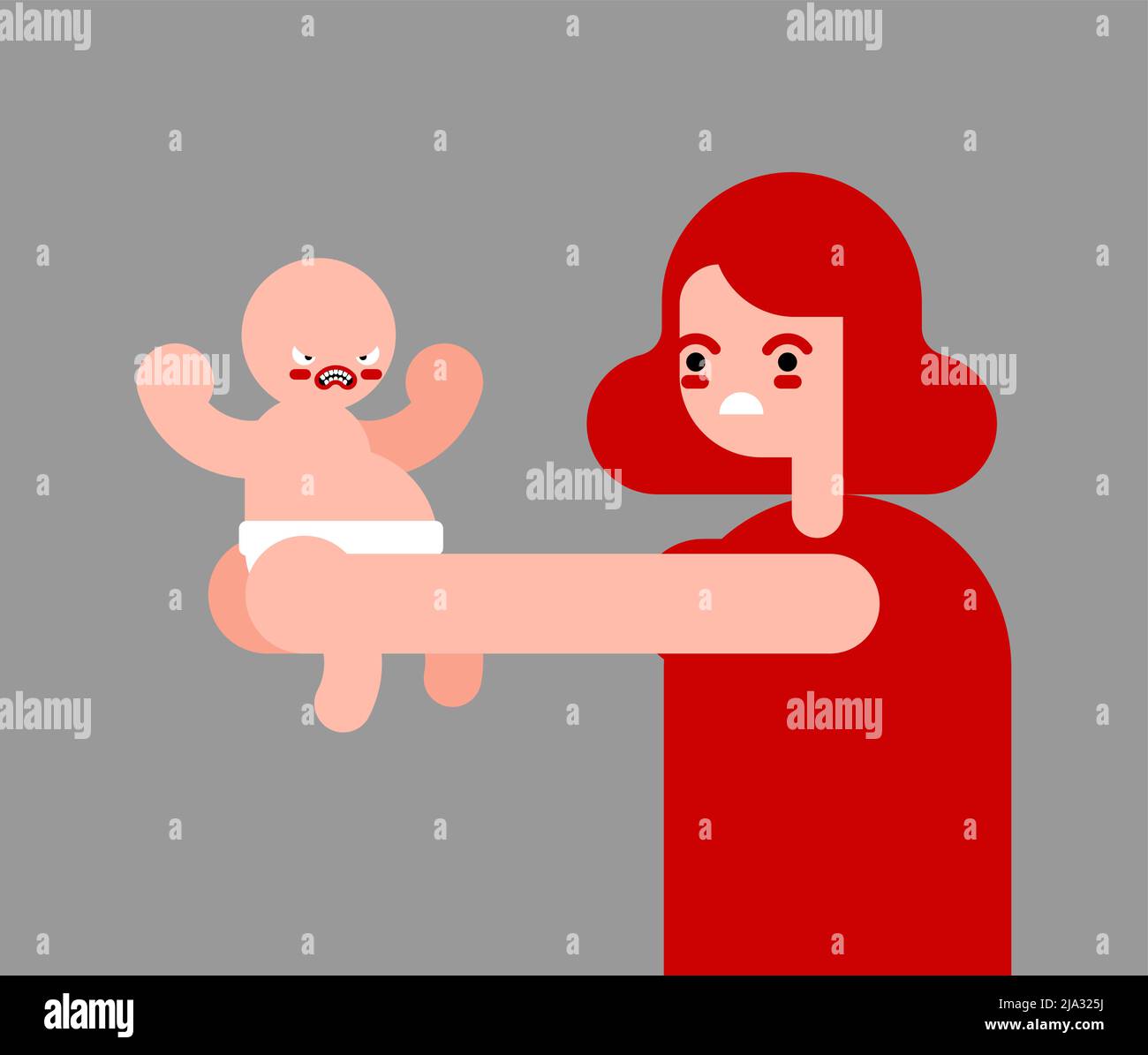 Mother and screaming child. child is naughty. Stock Vector