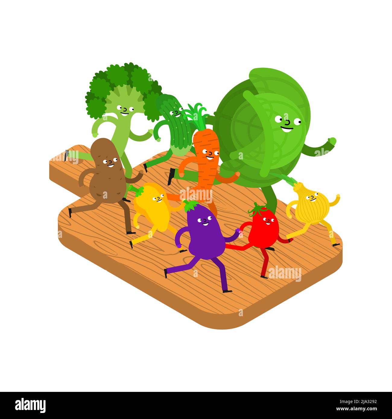 Vegetables on cutting board. Vegetarian food. Vegan food. Stock Vector