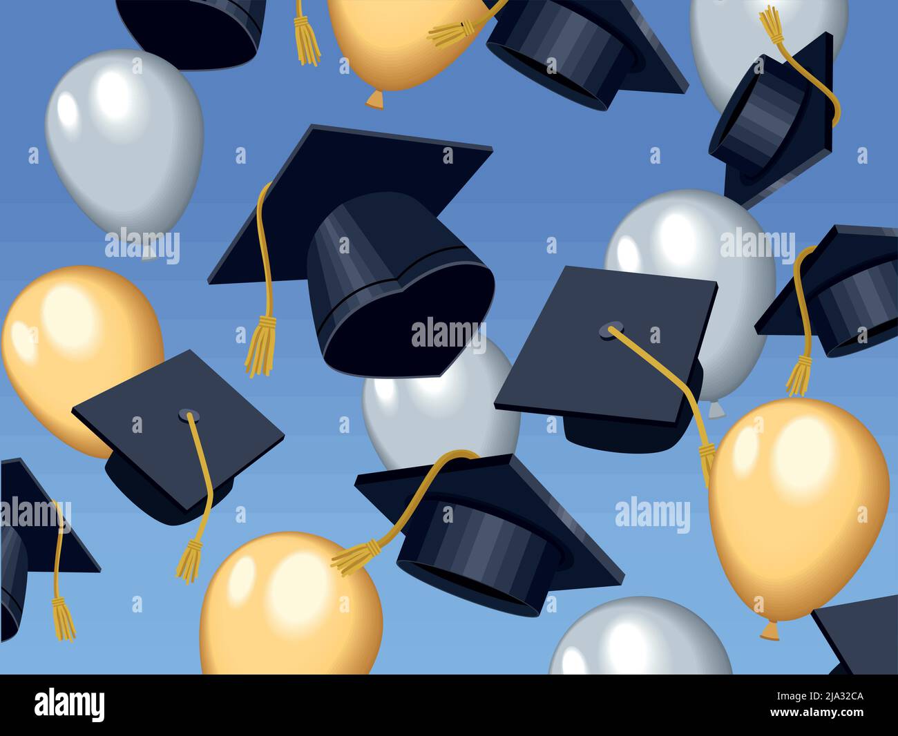 graduation hats and balloons Stock Vector Image & Art - Alamy