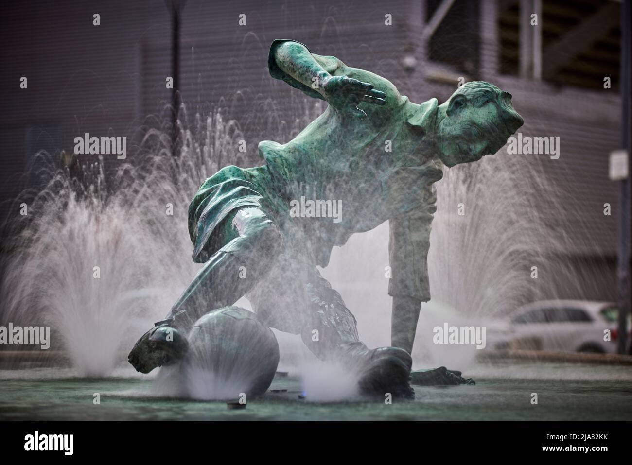 Preston in Lancashire, Sir Tom Finney statue 'The Splash' outside
