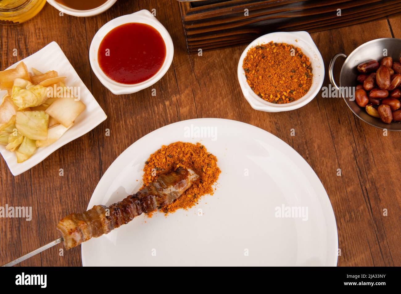 roasted lamb skewers Stock Photo Alamy