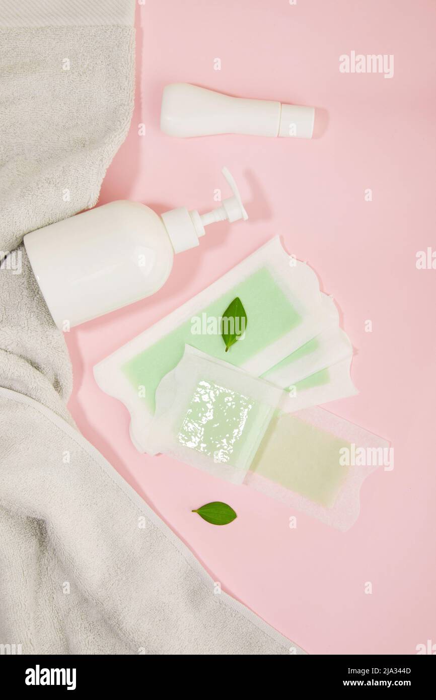 waxing products waxing strip and bathroom supplies Stock Photo Alamy
