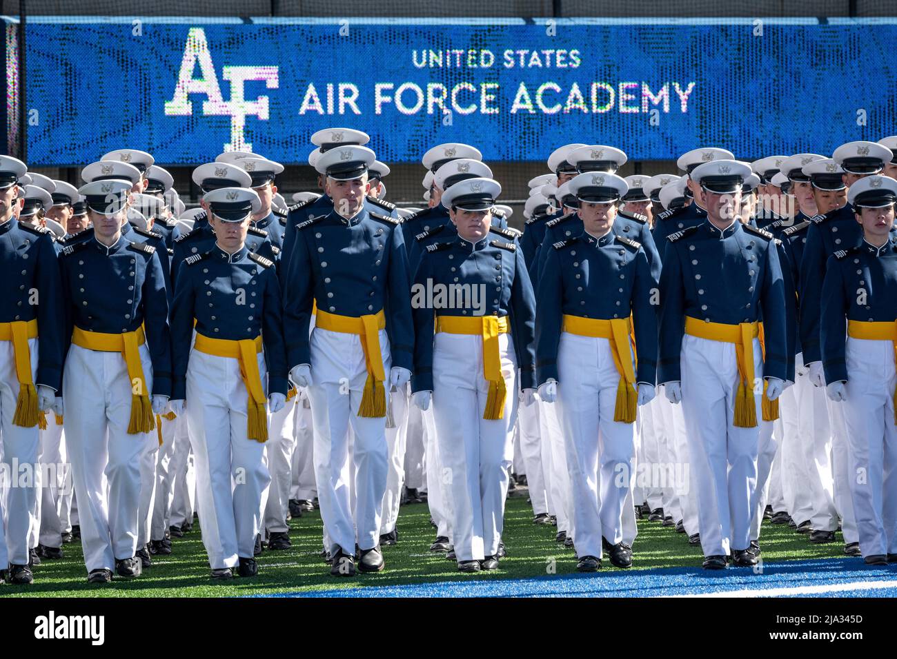 Colorado Springs, Colorado, USA. 25th May, 2022. Cadets march into