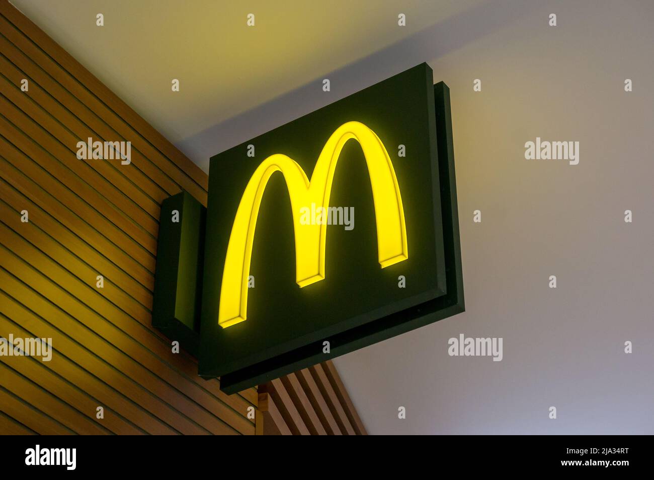 Moscow, Russia, March 13 2018 Logo of McDonald's restaurant. McDonald