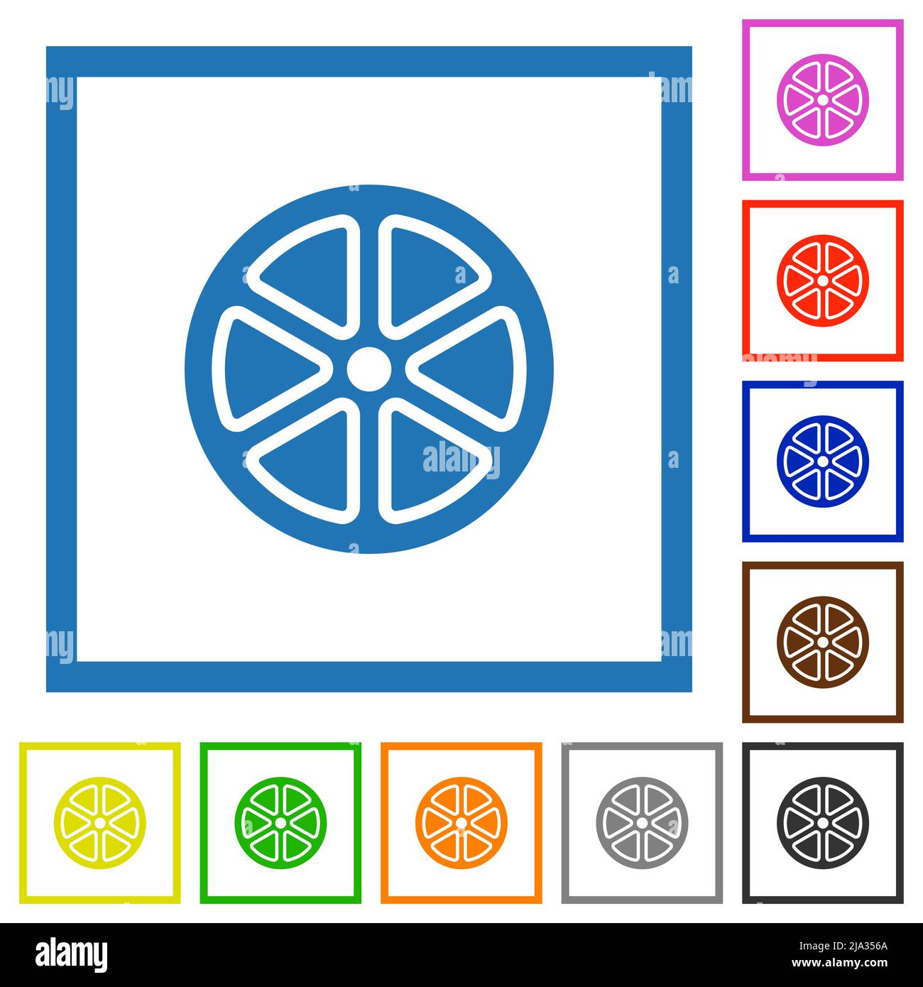 Lemon slice alternate flat color icons in square frames on white ...
