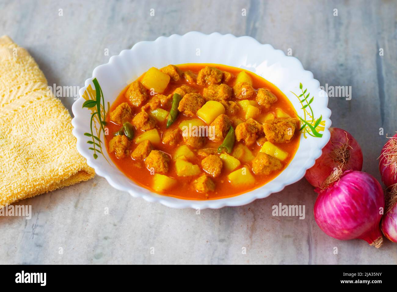 Delicious Soybean Chunks recipe Bengali style Stock Photo Alamy