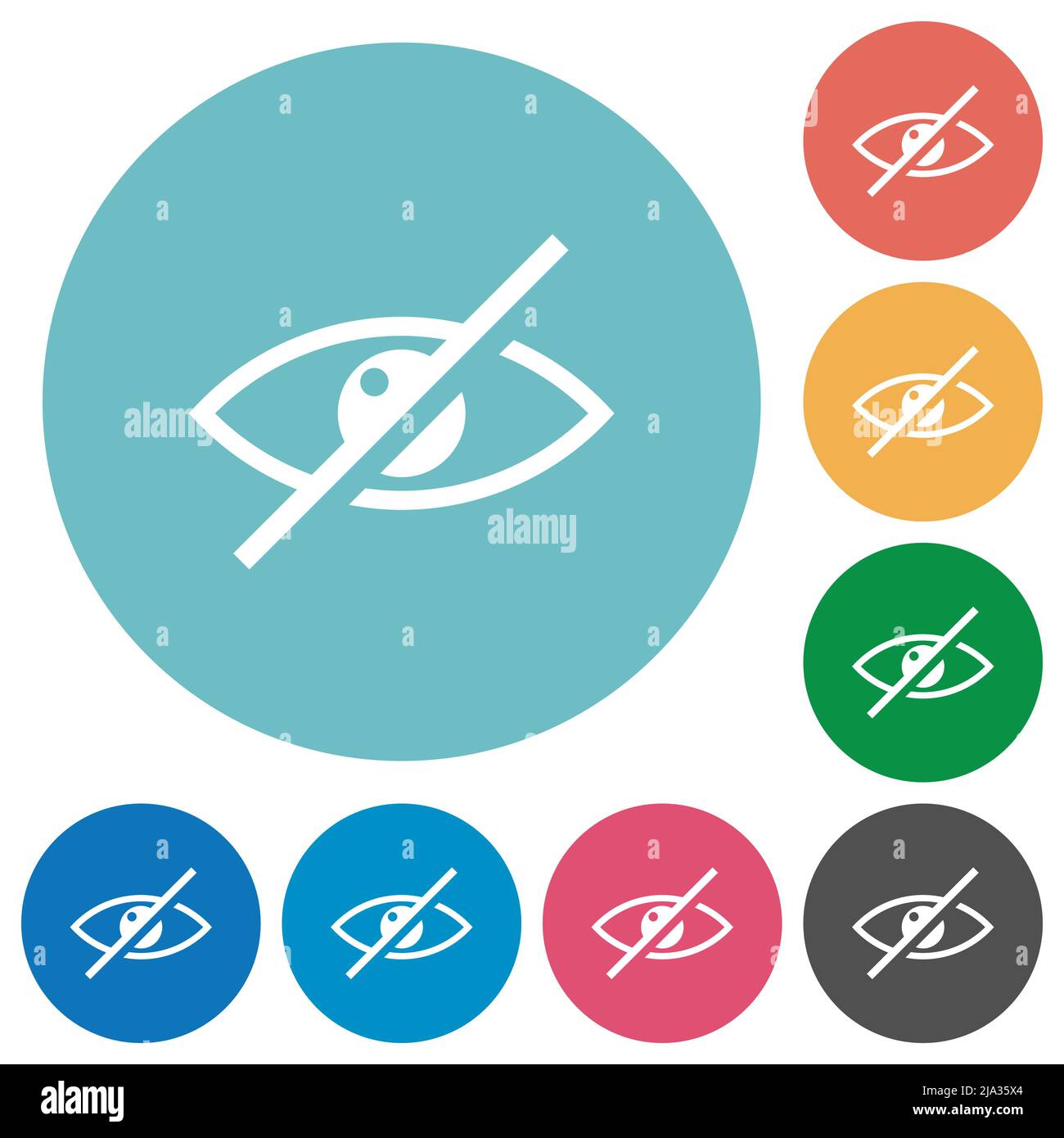 Visually impaired flat white icons on round color backgrounds Stock