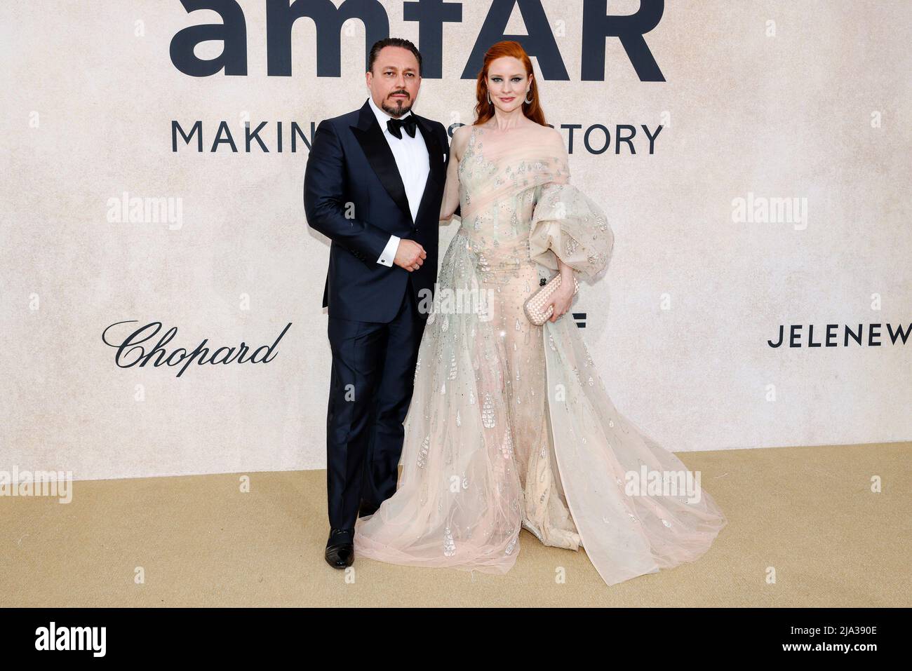 CANNES - MAY 26: Klemens Hallmann and Barbara Meier on the "amfAR GALA