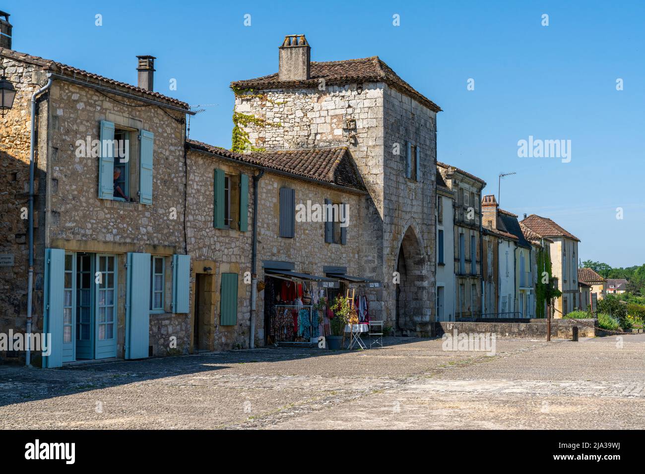 Monpazier, France 11 May, 2022 buildings of the exterior wall and
