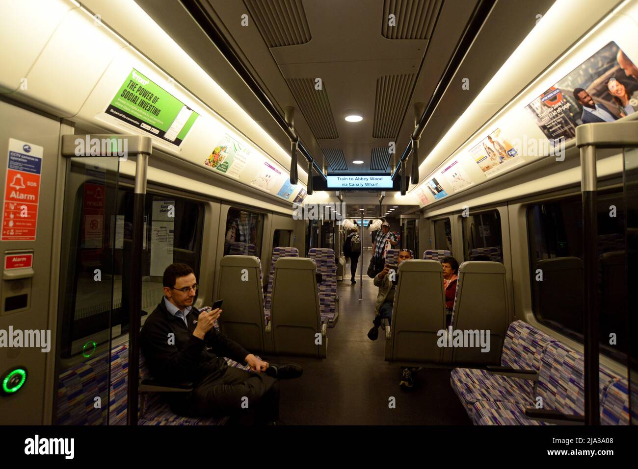 Passengers on the new 345 class Crossrail Elizabeth Line trains on ...