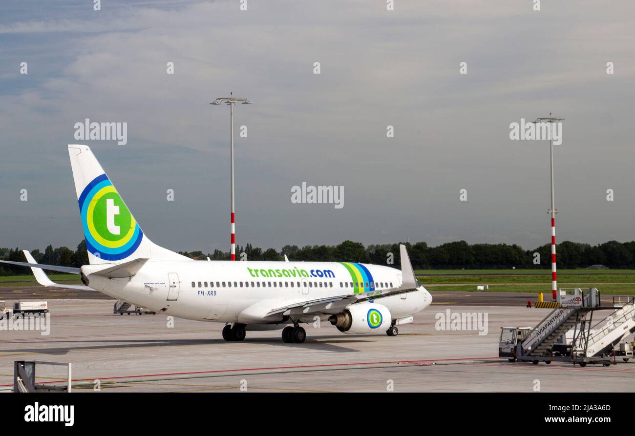 Boeing 737 of Transavia on the Apron at Rotterdam The Hague Airport in the  Netherlands Stock Photo - Alamy