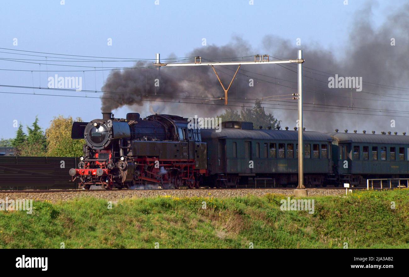 Steam touristic train of SSN from museum rides through Nieuwerkerk aan ...