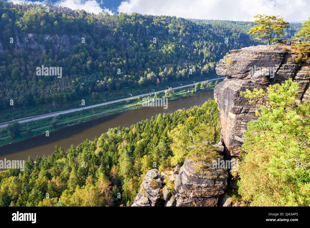 Scenic aerial view on Elbe river, Germany Stock Photo