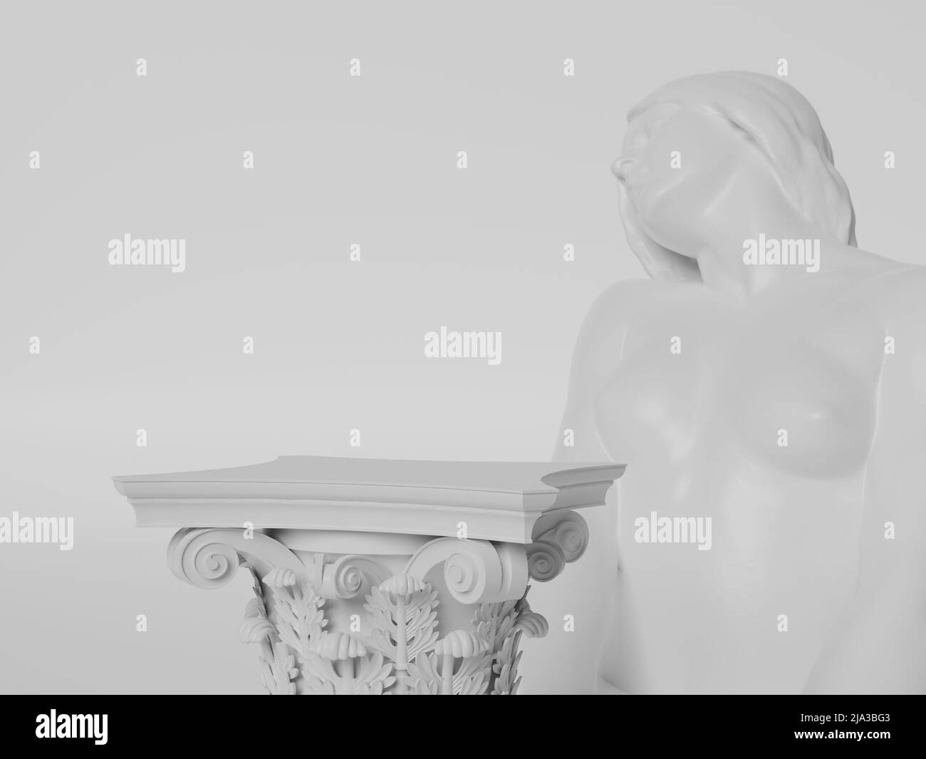 Antique freestanding column pedestal with classical sculpture