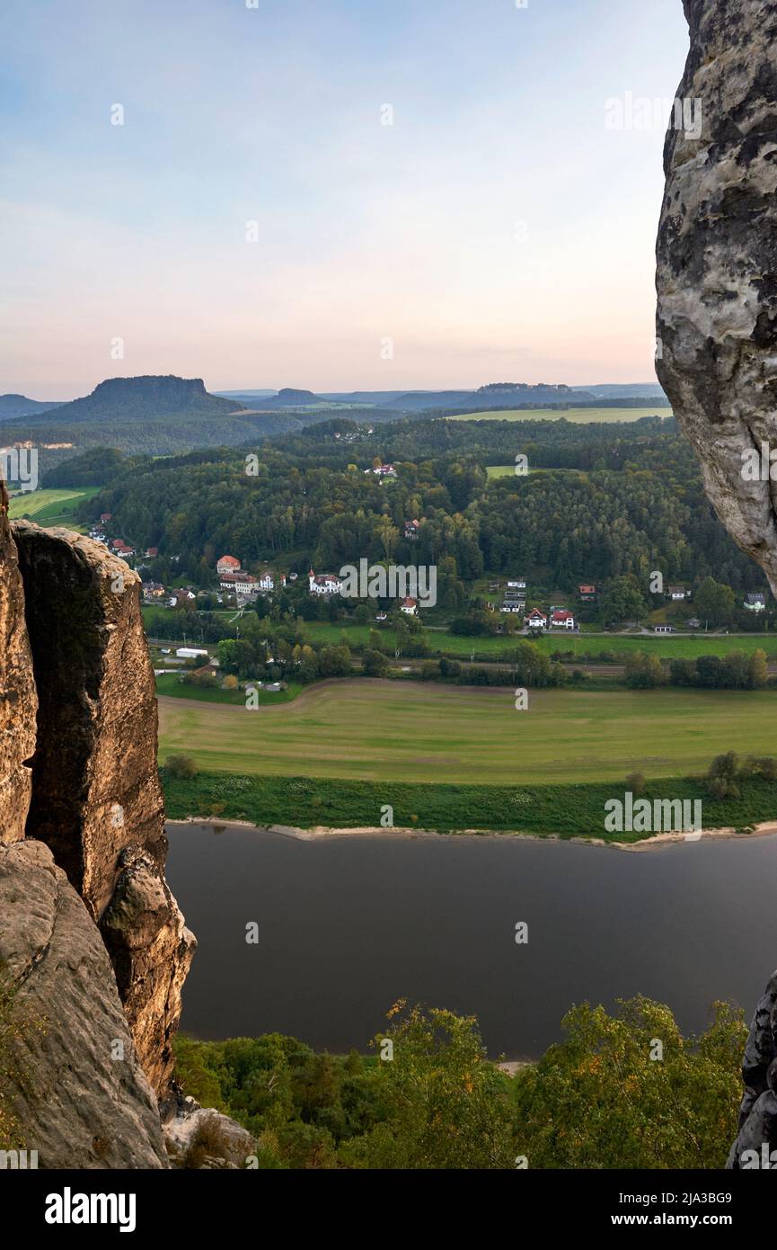 Scenic aerial view on Elbe river, Germany Stock Photo