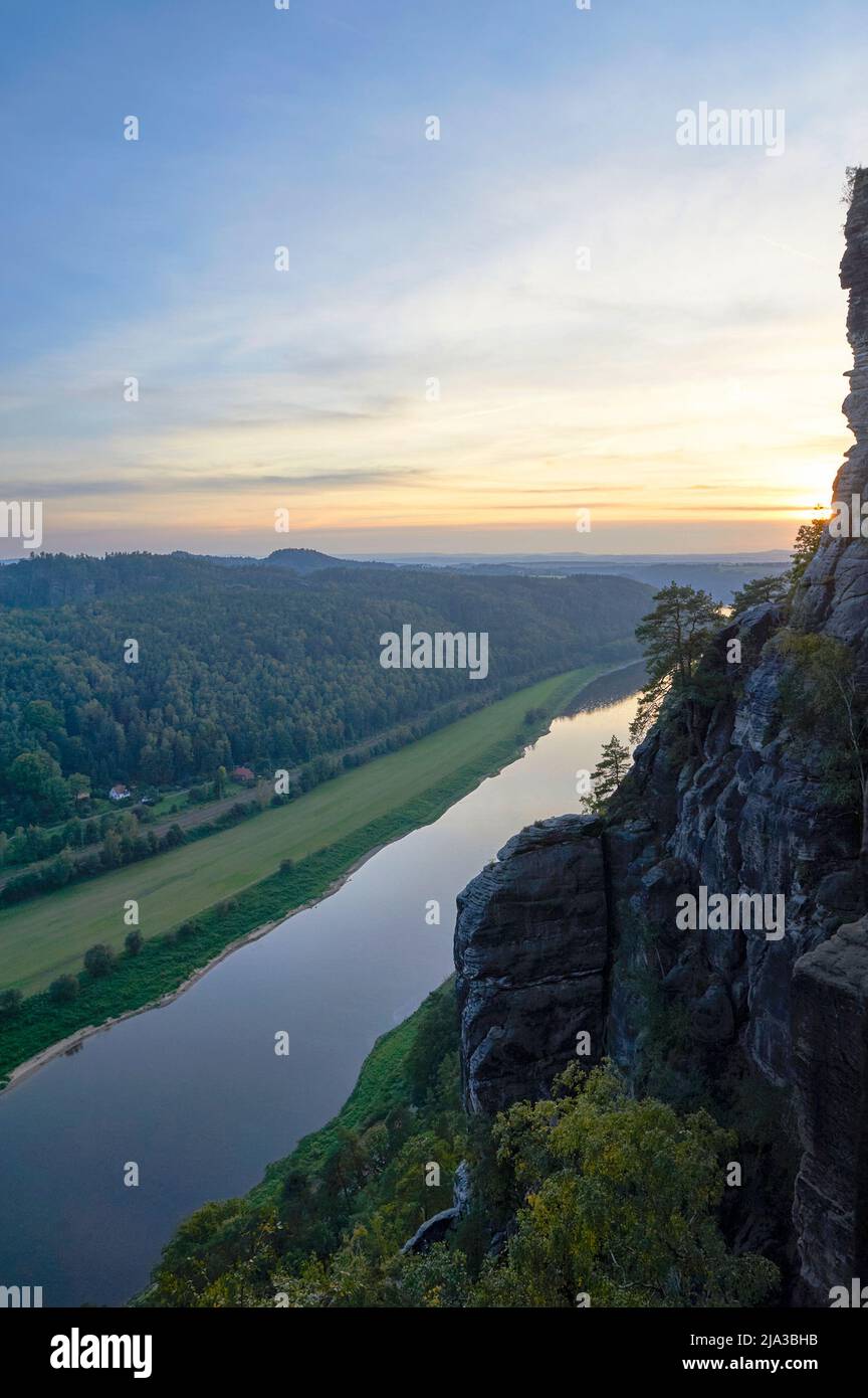 Scenic aerial view on Elbe river, Germany Stock Photo