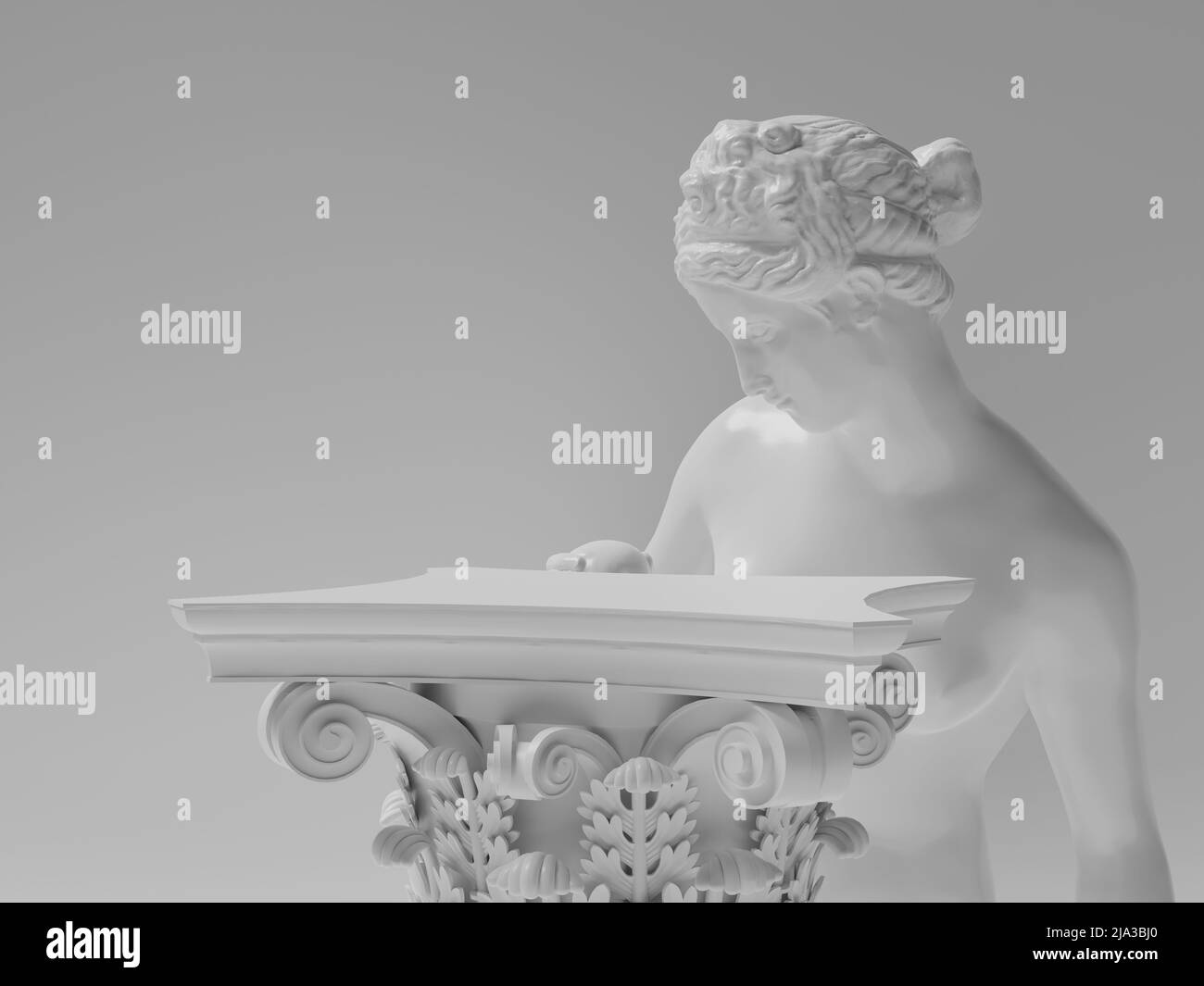 Antique freestanding column pedestal with classical sculpture