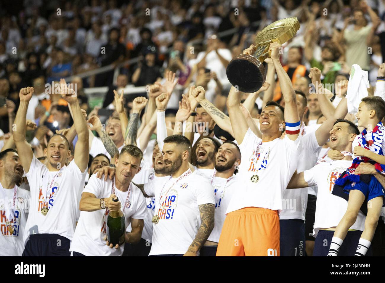 Rijeka, Croatia. 24th May, 2023. Players of Hajduk Split celebrate