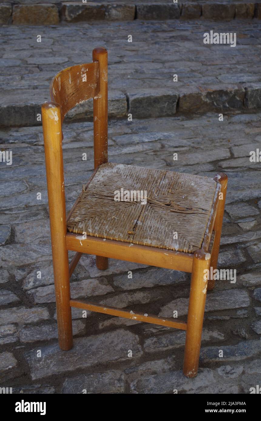 A dirty Chair in Corte, Korsika, France Stock Photo Alamy