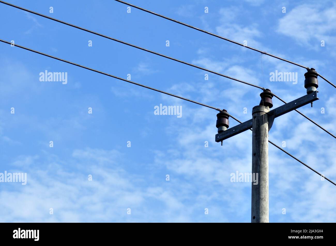 Electric cables and poles in residential in Indonesia Stock Photo Alamy