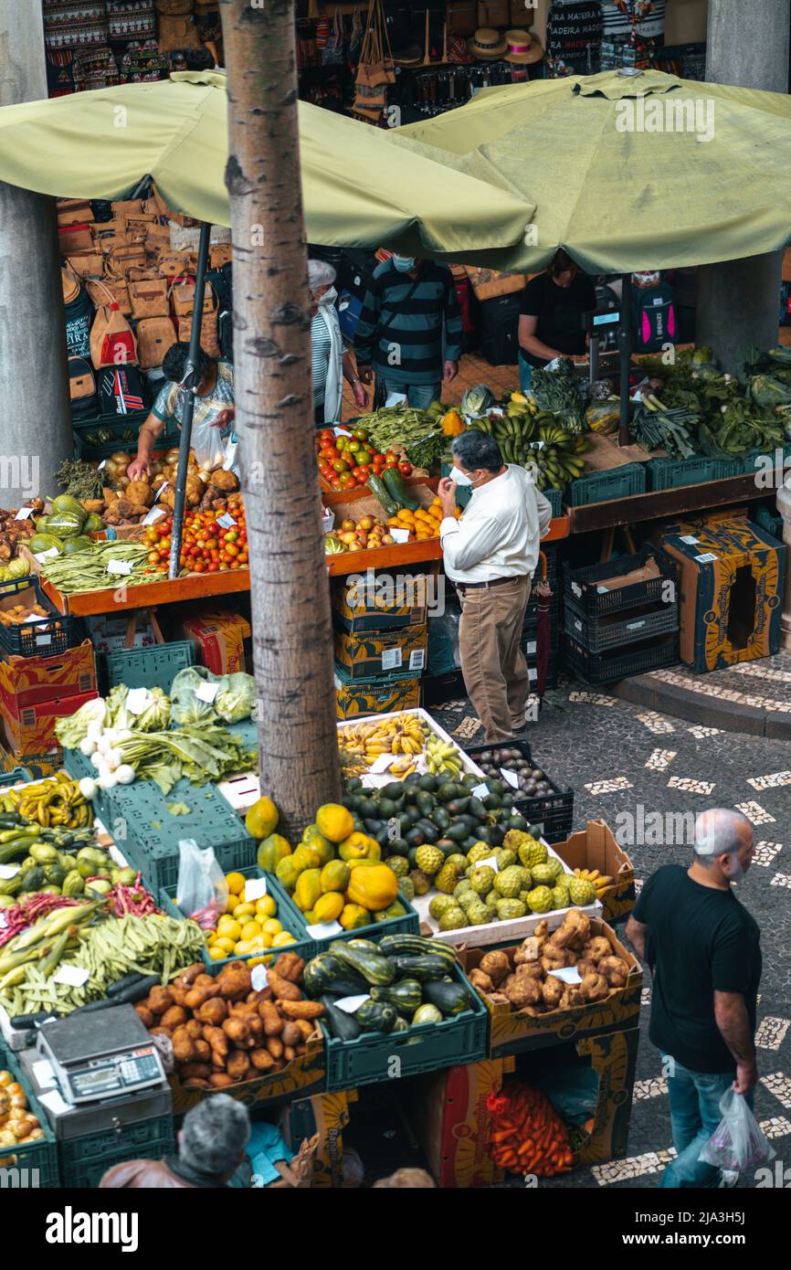 Farmers market Mercado dos Lavradores in Funchal in Madeira Portugal Stock Photo