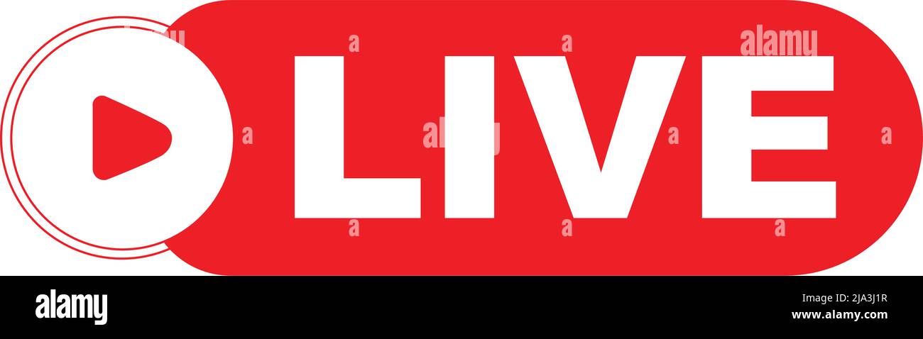 Set of live streaming icons. Red and black symbols and buttons of live streaming, broadcasting, online stream. Red symbols and buttons of live stream Stock Vector