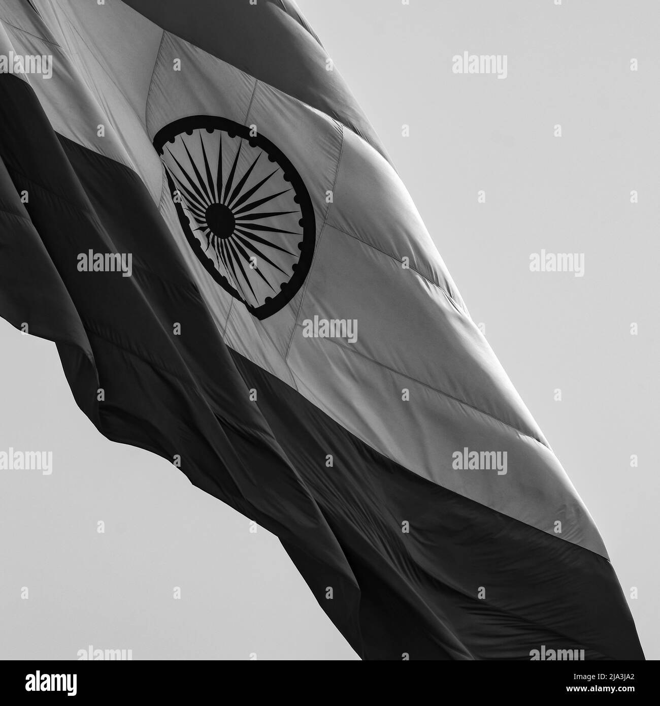 India flag flying at Connaught Place with pride in blue sky, India flag