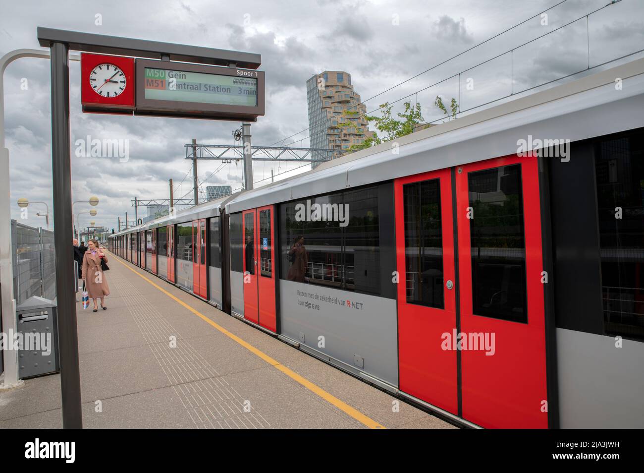 Metro At The Train Station Amsterdam-Zuid The Netherlands 26-5-2022 Stock Photo