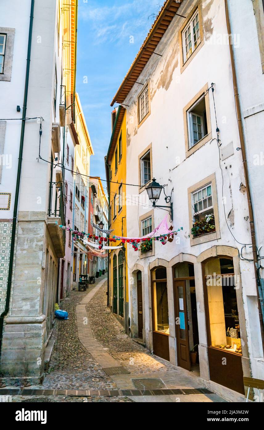 Narrow street of Coimbra in Portugal Stock Photo