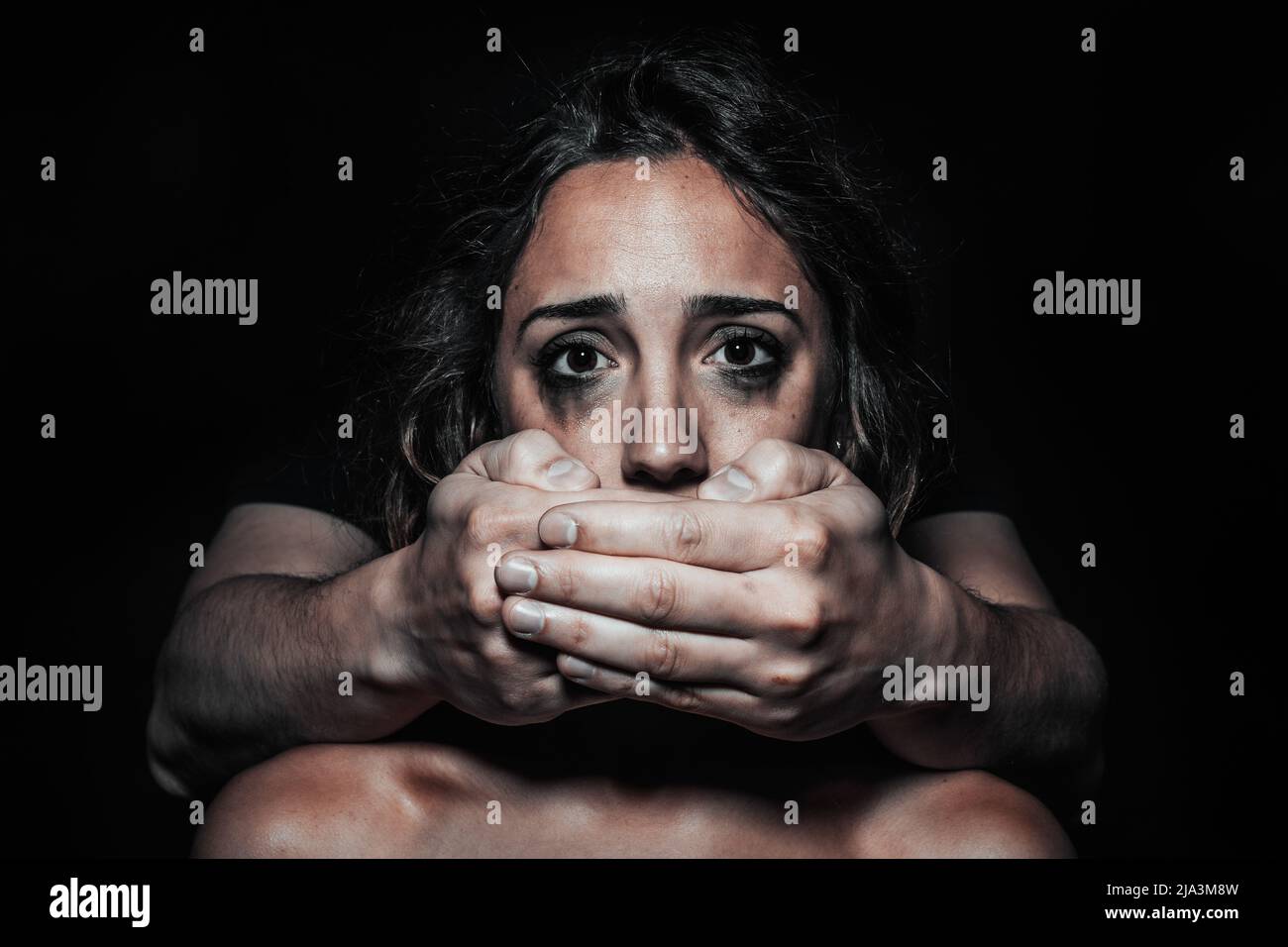 Man scared hands face hi-res stock photography and images - Alamy