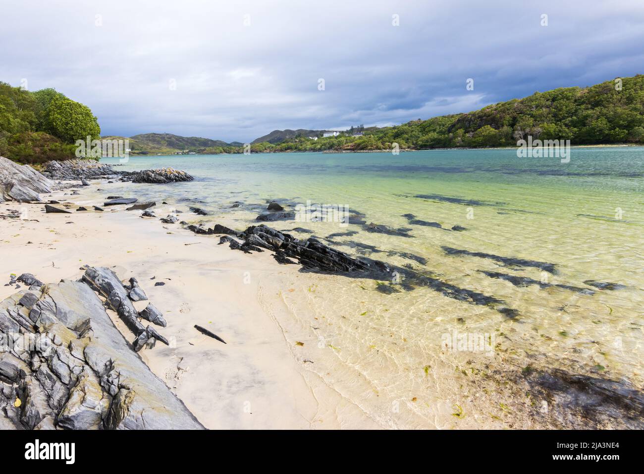 Silver sands of Morar beach Stock Photo