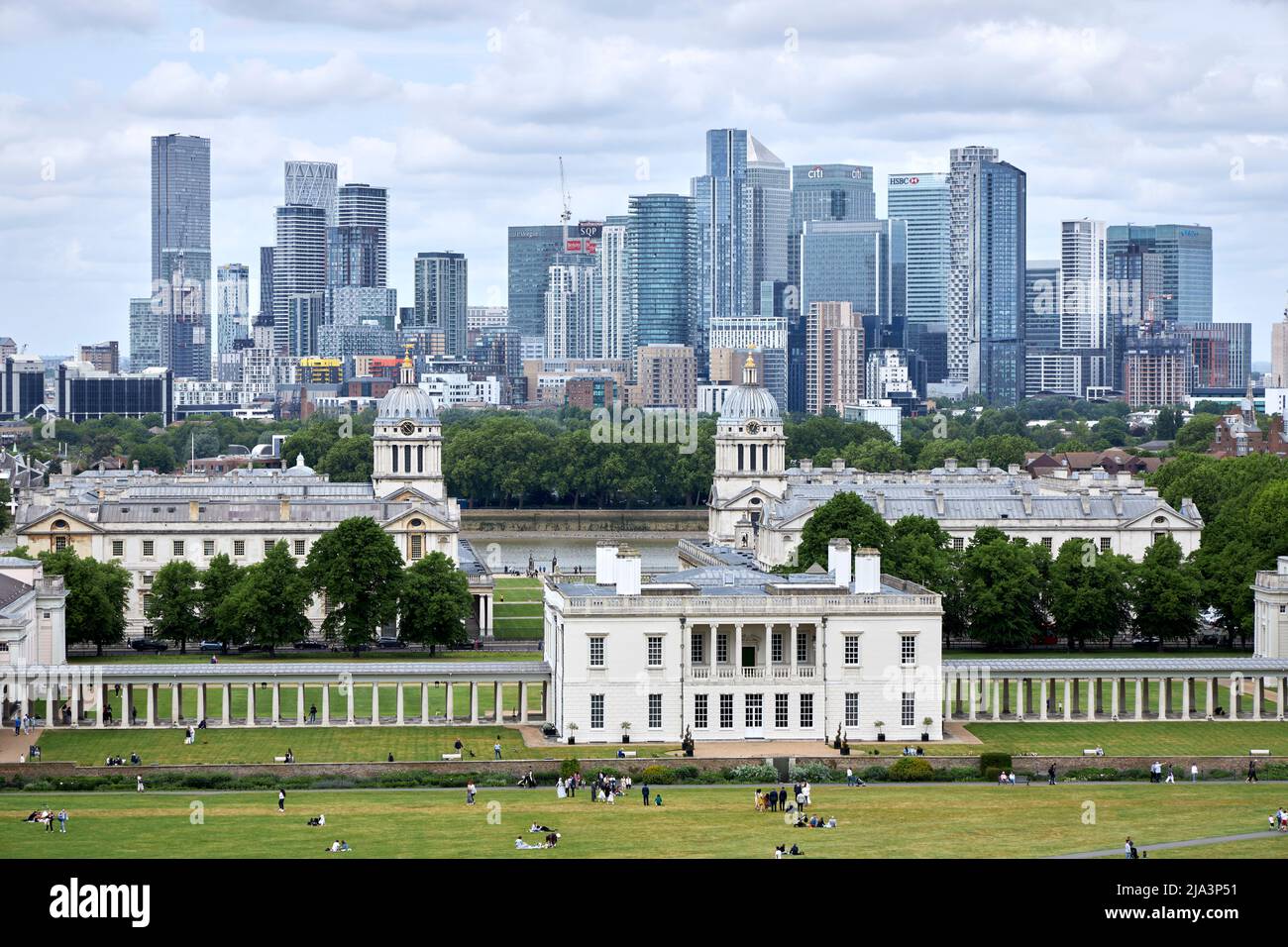 National Maritime Museum and Queens' House viewed from Greenwich Park ...