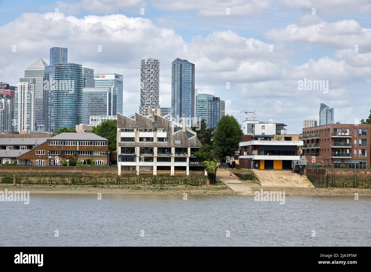 Isle of Dogs, London viewed from across the Thames in Greenwich. Stock Photo
