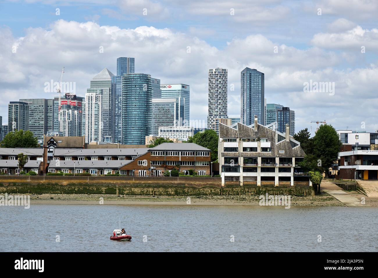 Isle of Dogs, London viewed from across the Thames in Greenwich. Stock Photo