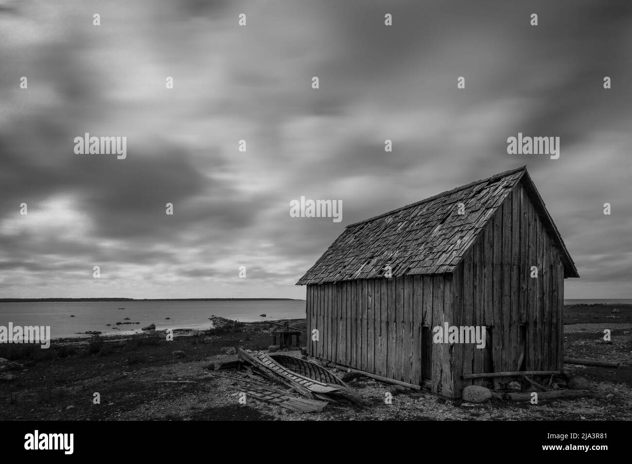 Old fishing hut, Sweden Stock Photo