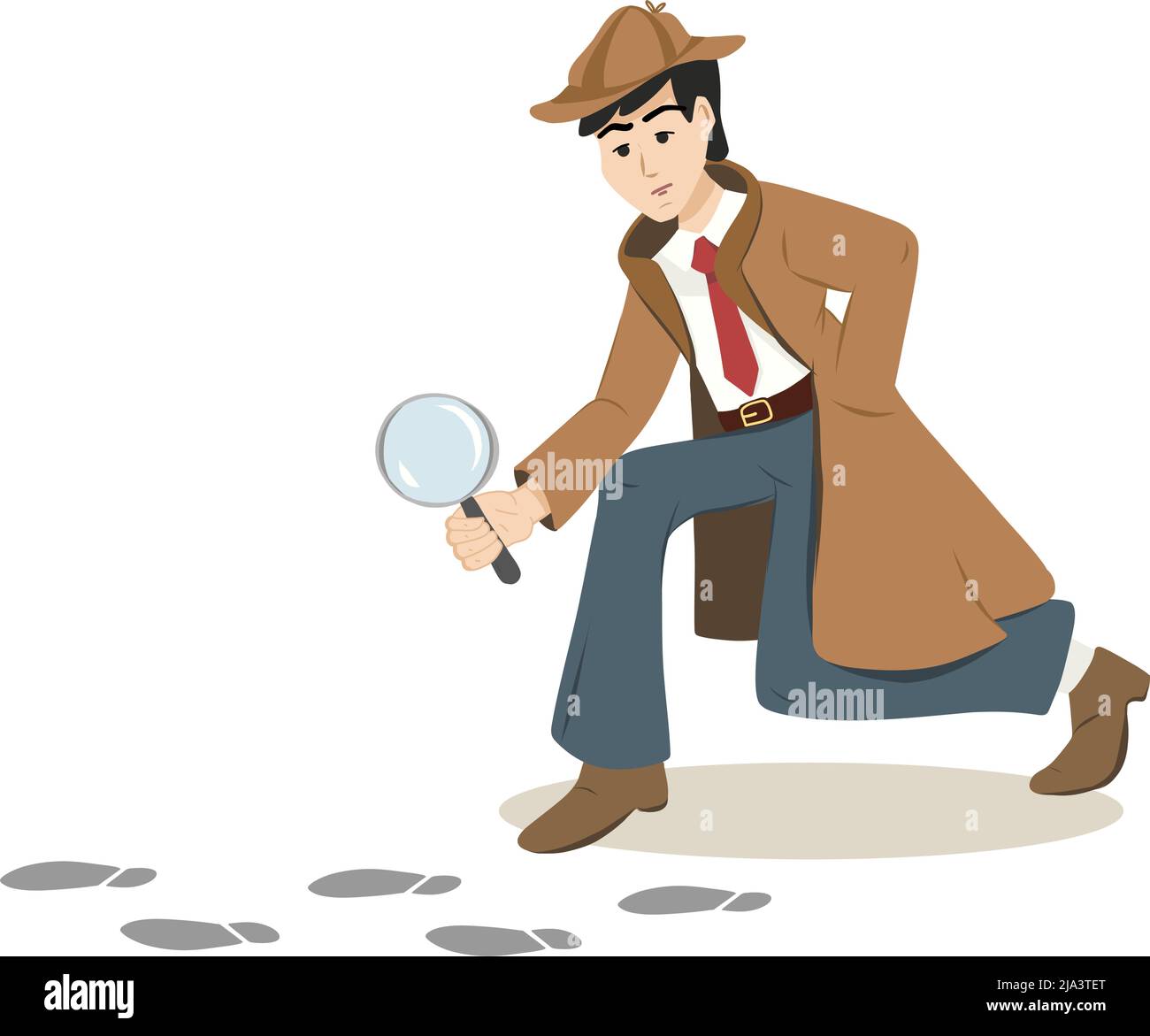 Detective Character running behind criminals holding gun and looking